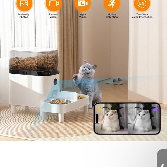 Automatic Cat Feeders, Smart Timed Automatic Dog Feeder, HD Camera Voice Video - Picture 8 of 10